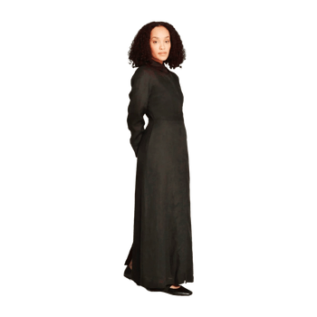 SAMUJI black linen maxi shirt dress - new!