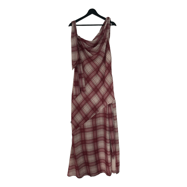 Red plaid long dress