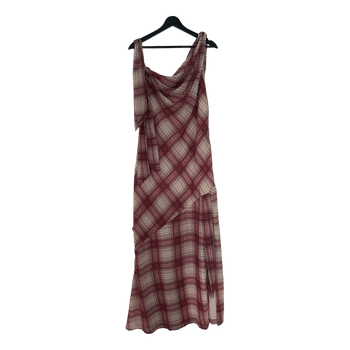 Red plaid long dress