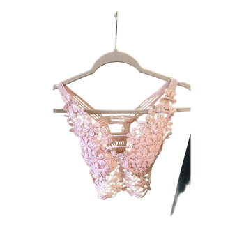 Pink floral lace bralette