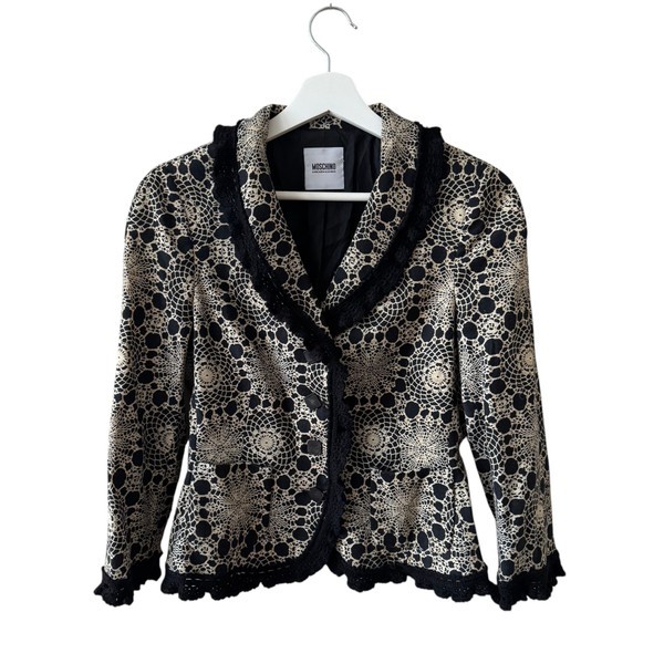 Moschino Cheap and Chic Kavaj / Dam IT42 (S/M) – Spetsmönstrad Ull / Virkad Kant