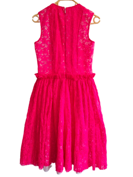 MSGM pink pleated lace party dress 