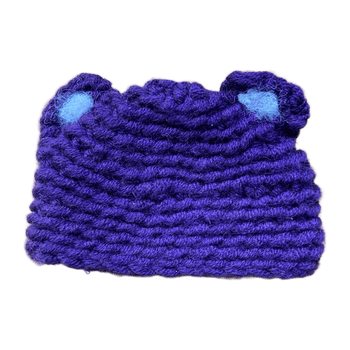 Knitted purple bear hat