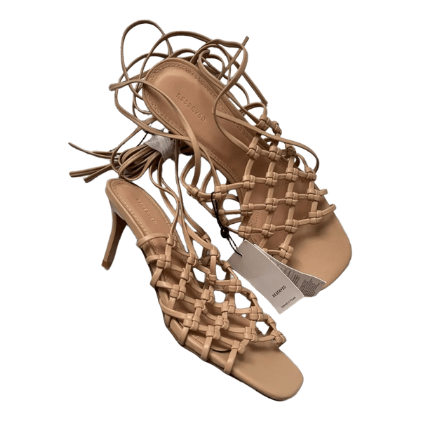 Beige lace-up heels