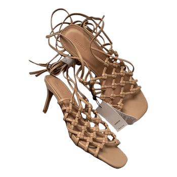 Beige lace-up heels