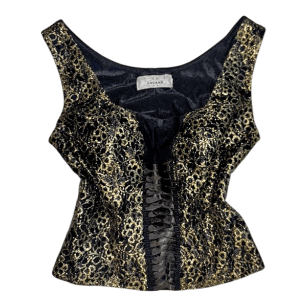 Black gold patterned top