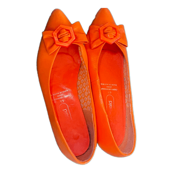 Orange leather flats