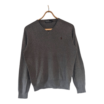 🧥 Polo Ralph Lauren V-Neck Sweater – Grey (Size S)