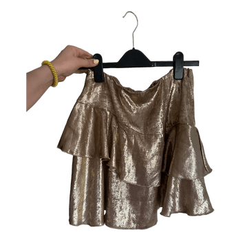 Gold ruffled mini skirt