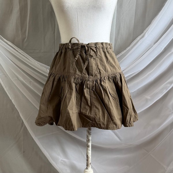 Brown tiered mini skirt