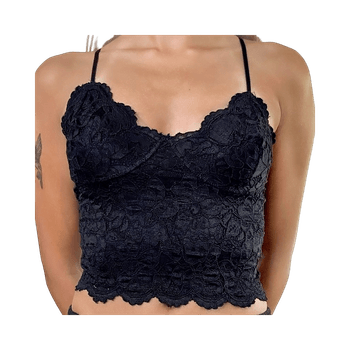 Musta pitsinen crop top XS/S – bile / juhla / trendi