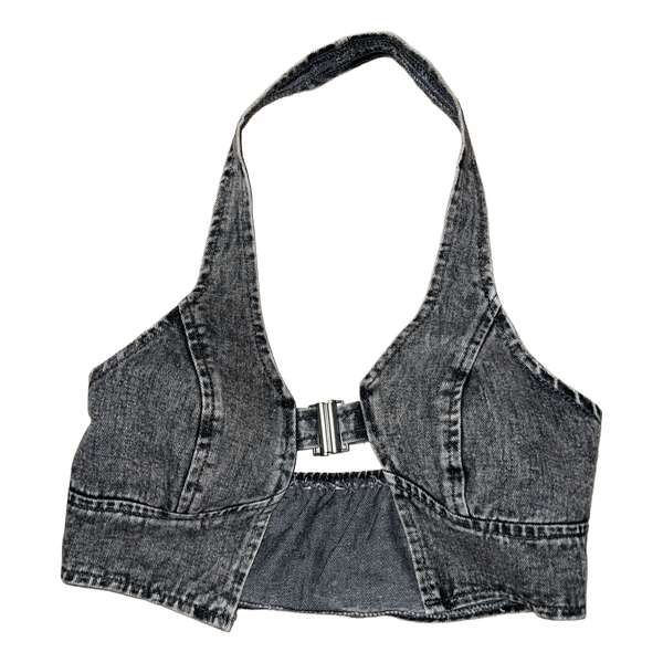 Grey denim halter top