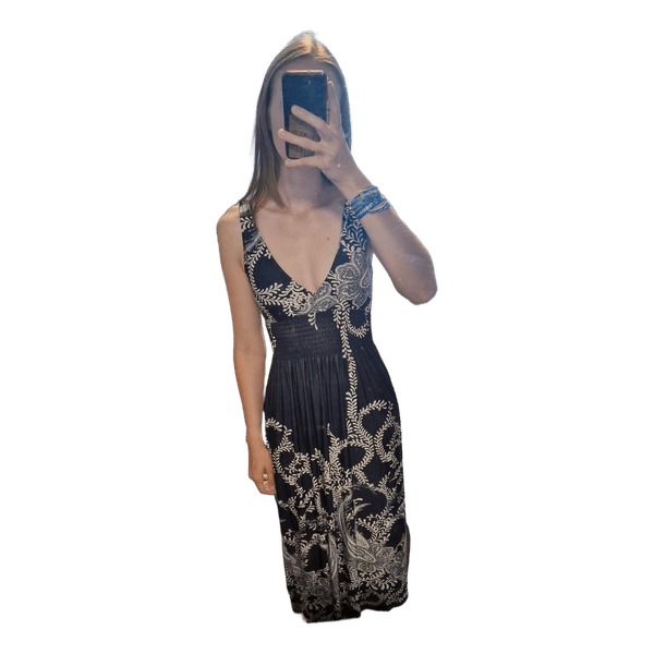 Dark blue patterned maxi dress