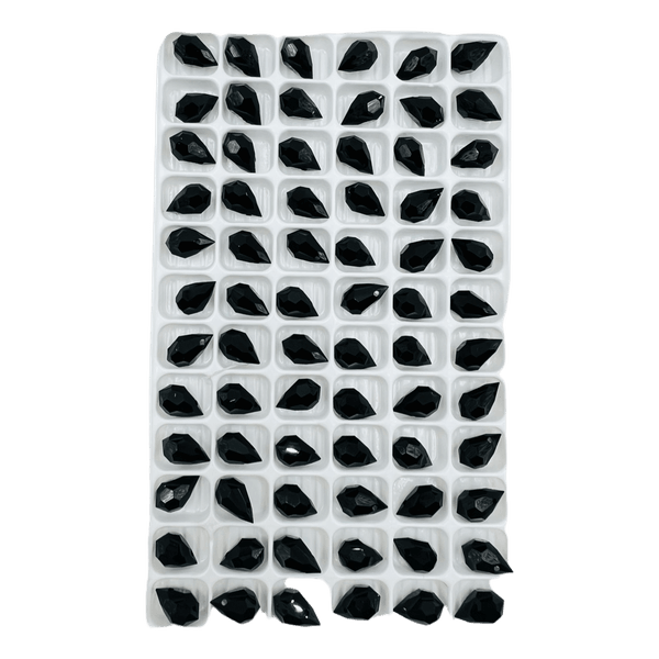 Preciosa Black Drop Beads 6 × 10 mm, 72 pcs