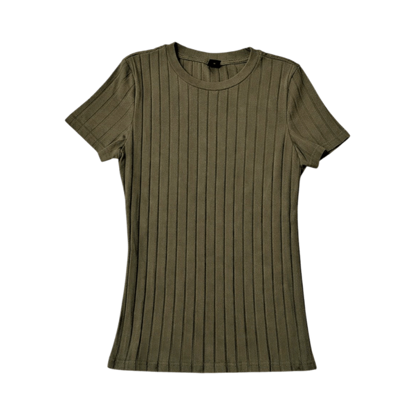 Khaki ribbed t-shirt