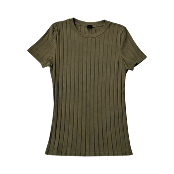 Khaki ribbed t-shirt