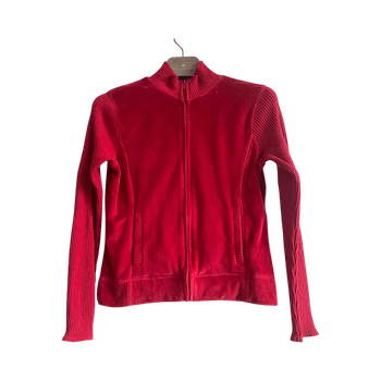 Evan Picone red velour zip jacket Y2K 2000s retro S