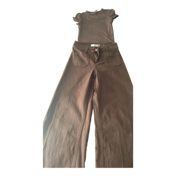 Brown wide leg trousers