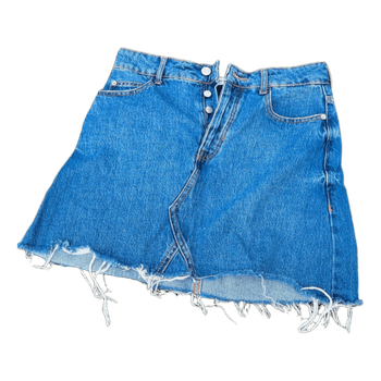 Blue denim mini skirt