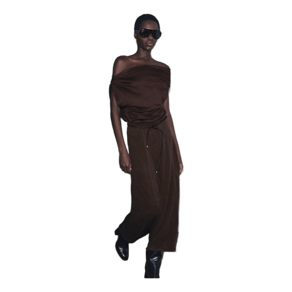 Zara Brun asymmetrisk stickad topp