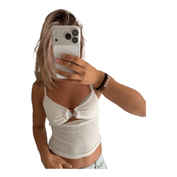 White halterneck knitted top