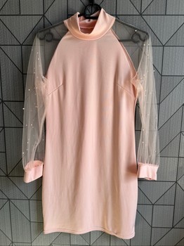 Pink pearl detail dress