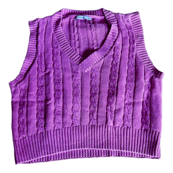 Pink cable knit vest