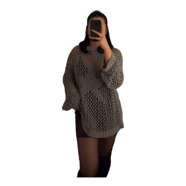 Grey crochet sweater
