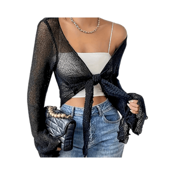 Black tie-front cardigan