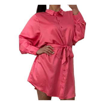 New Pink satin shirt dress size M