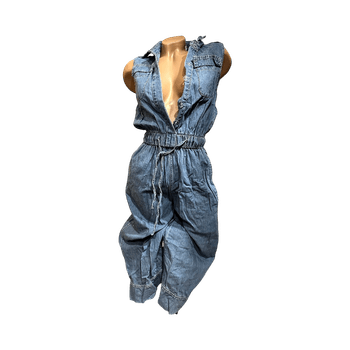 Petite Denim sleeveless jumpsuit