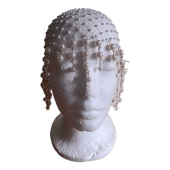 White artificial pearl head decoration net