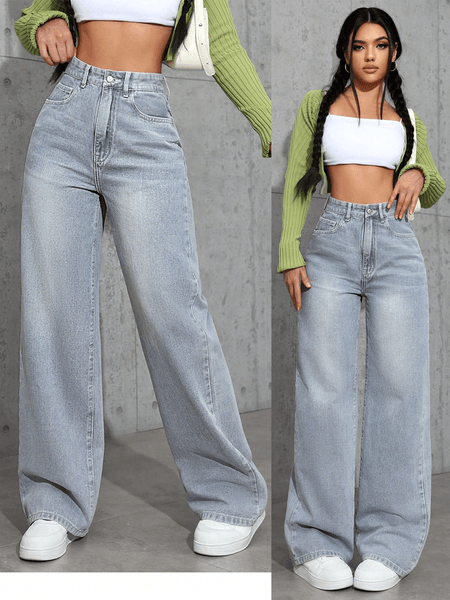 Wide leg denim jeans