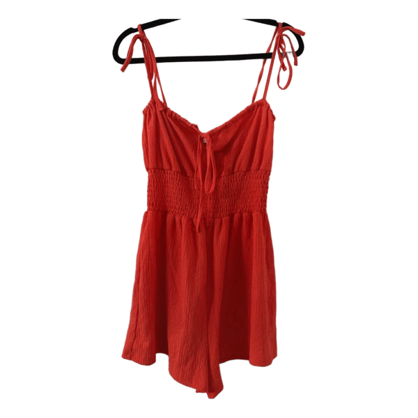 Red tie-strap playsuit