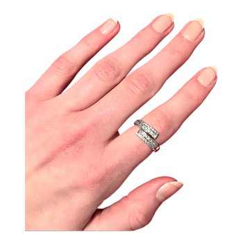 Silver tone crystal ring