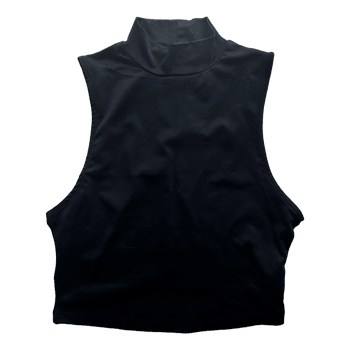Black sleeveless mock neck top
