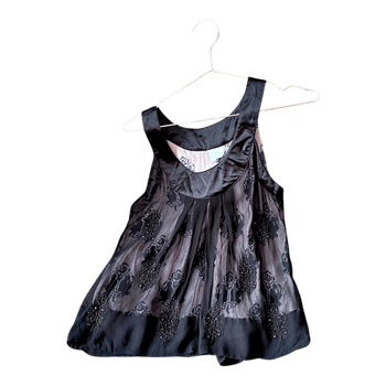 Black embroidered sleeveless top