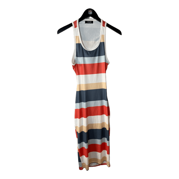 Striped backless midi dress