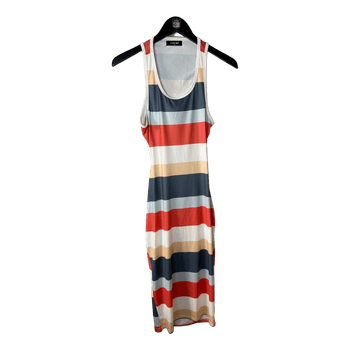 Striped backless midi dress