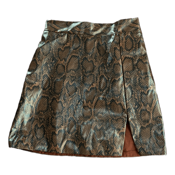 Brown snakeskin mini skirt