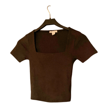 Brown square neck top