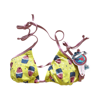 Piha new triangle bikini top size S muffin print retro pin-up