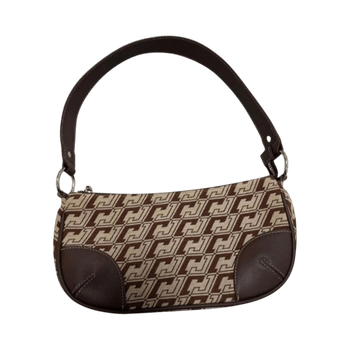 Ruskea olkalaukku kuviollinen