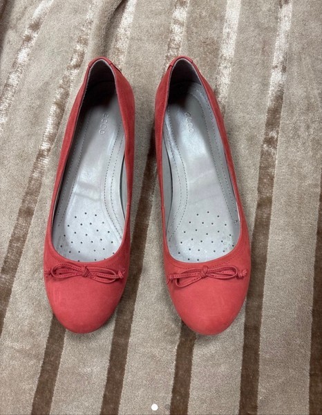 Red suede ballet flats