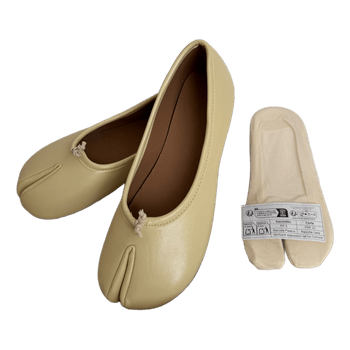 Beige split-toe ballet flats
