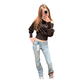 Brown off-shoulder top