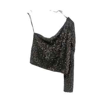 Musta yksihihainen paljettitoppi