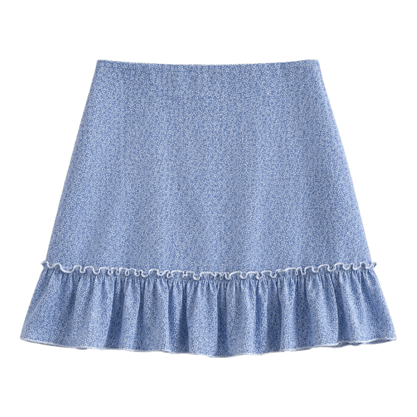 Brandy melville - Blå blomstret mininederdel