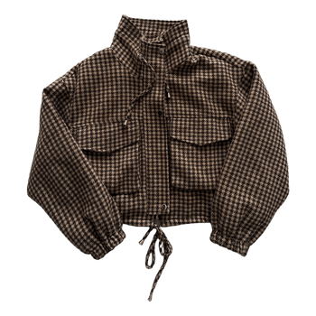 Brown houndstooth cropped jacket