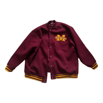 Burgundy varsity jacket